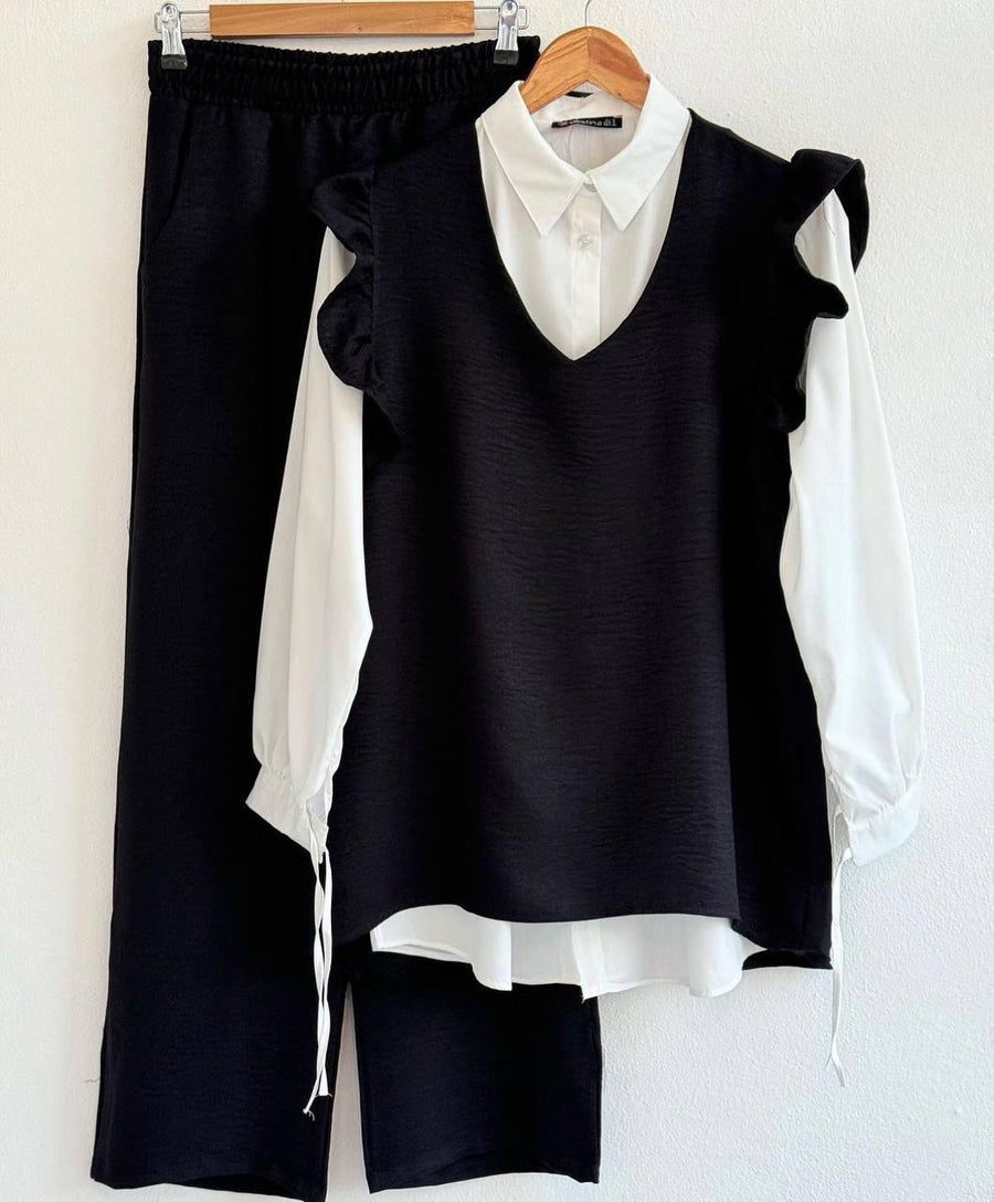 Women's three-piece suit, super soft blouse, pants and vest