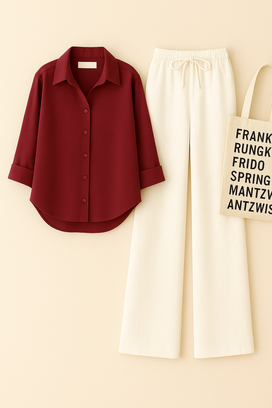 Maroon Shirt + White Trouser Duo Set