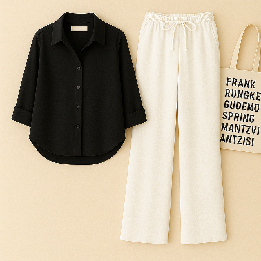 Black Shirt + White Trouser Duo Set