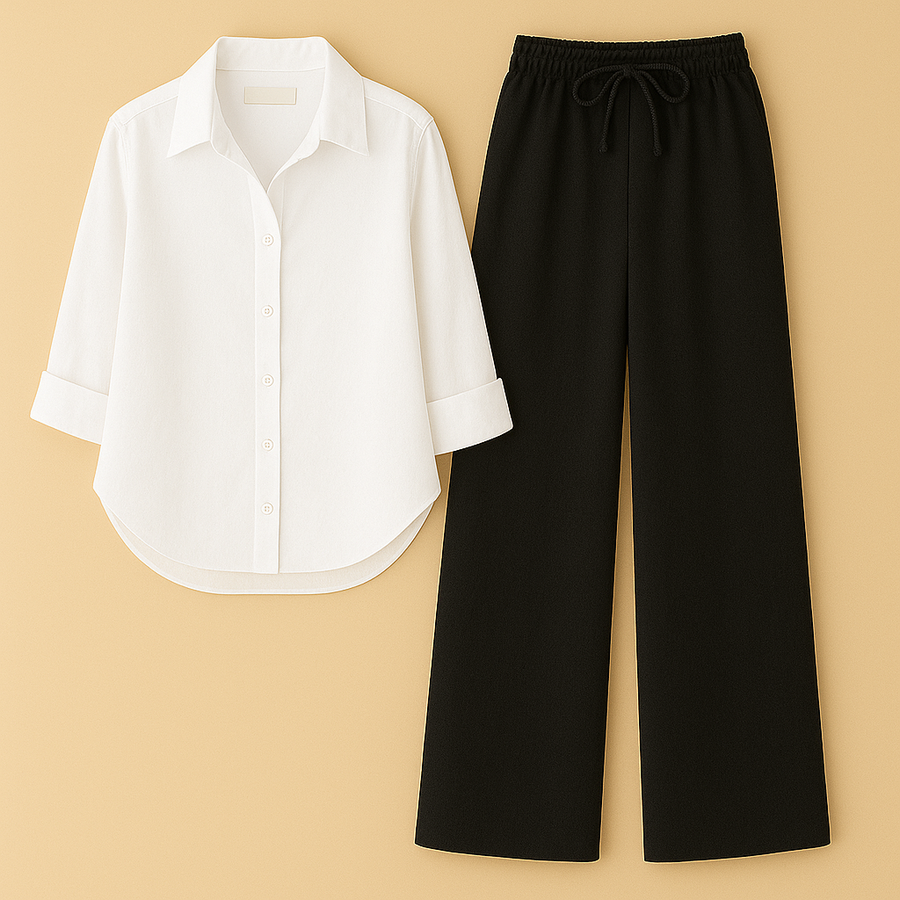 White Shirt + Black Trouser Duo Set