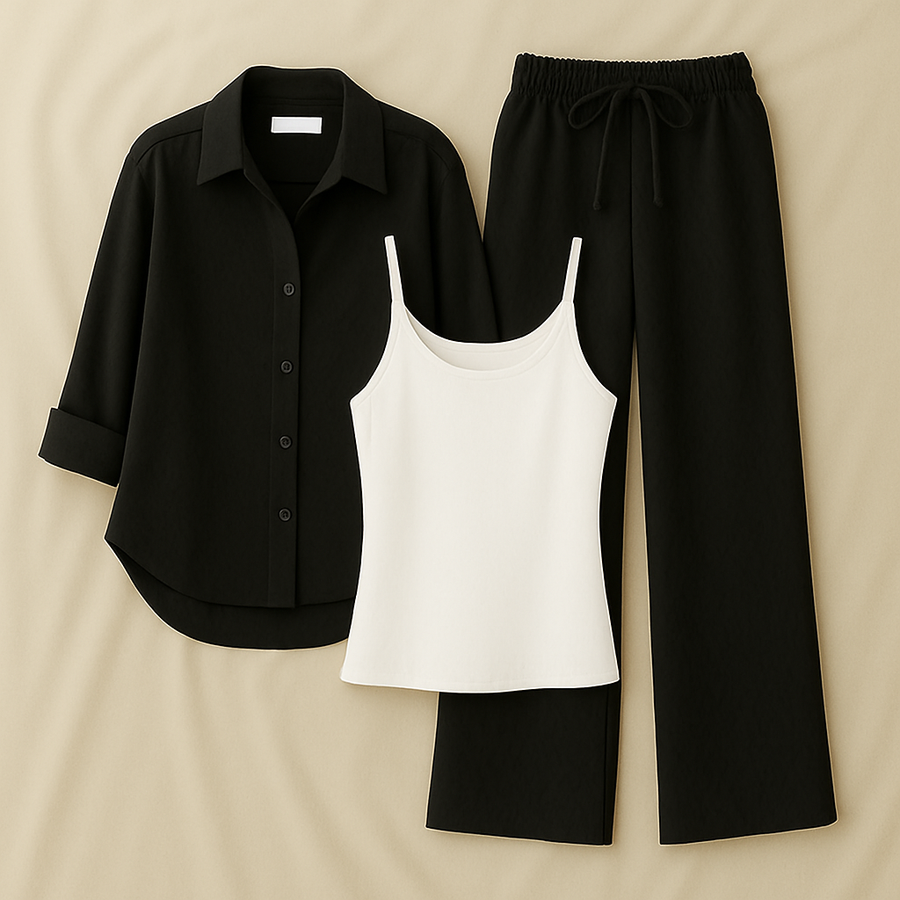 Black Shirt + Black Trouser and White Inner