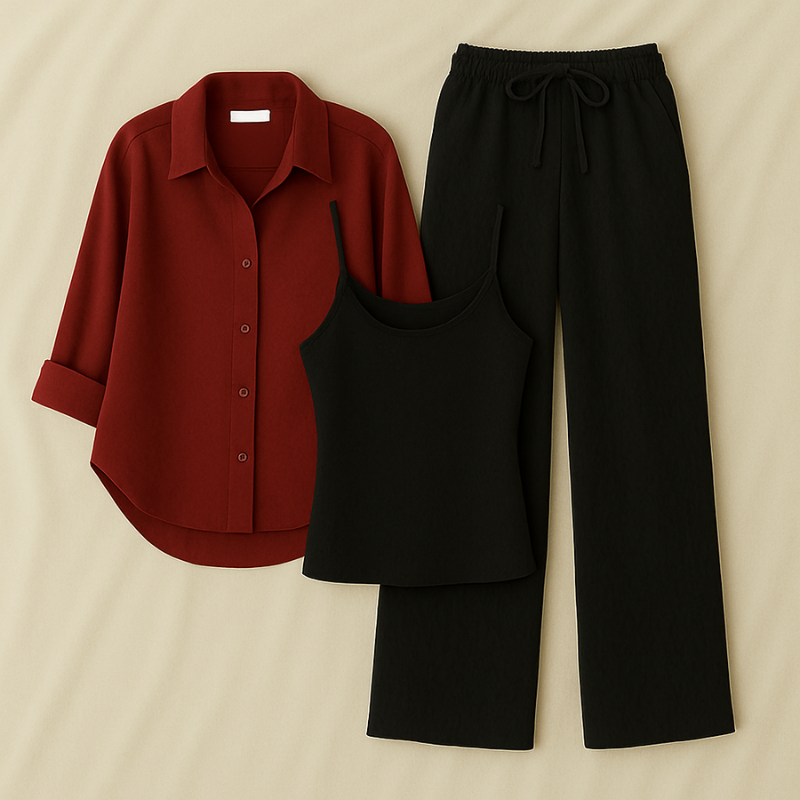Maroon Shirt + Black Trouser and Black Inner