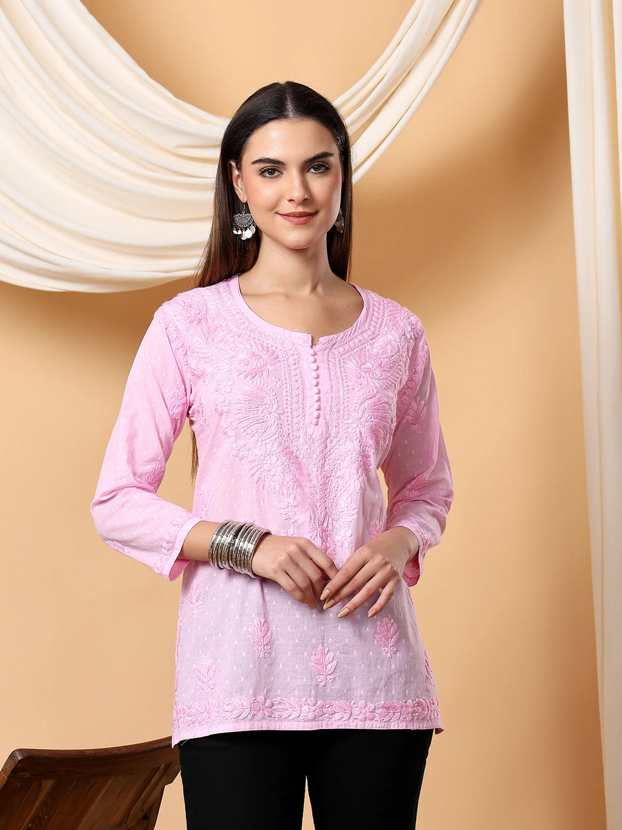 Adya Chikankari Dyed Short Kurti