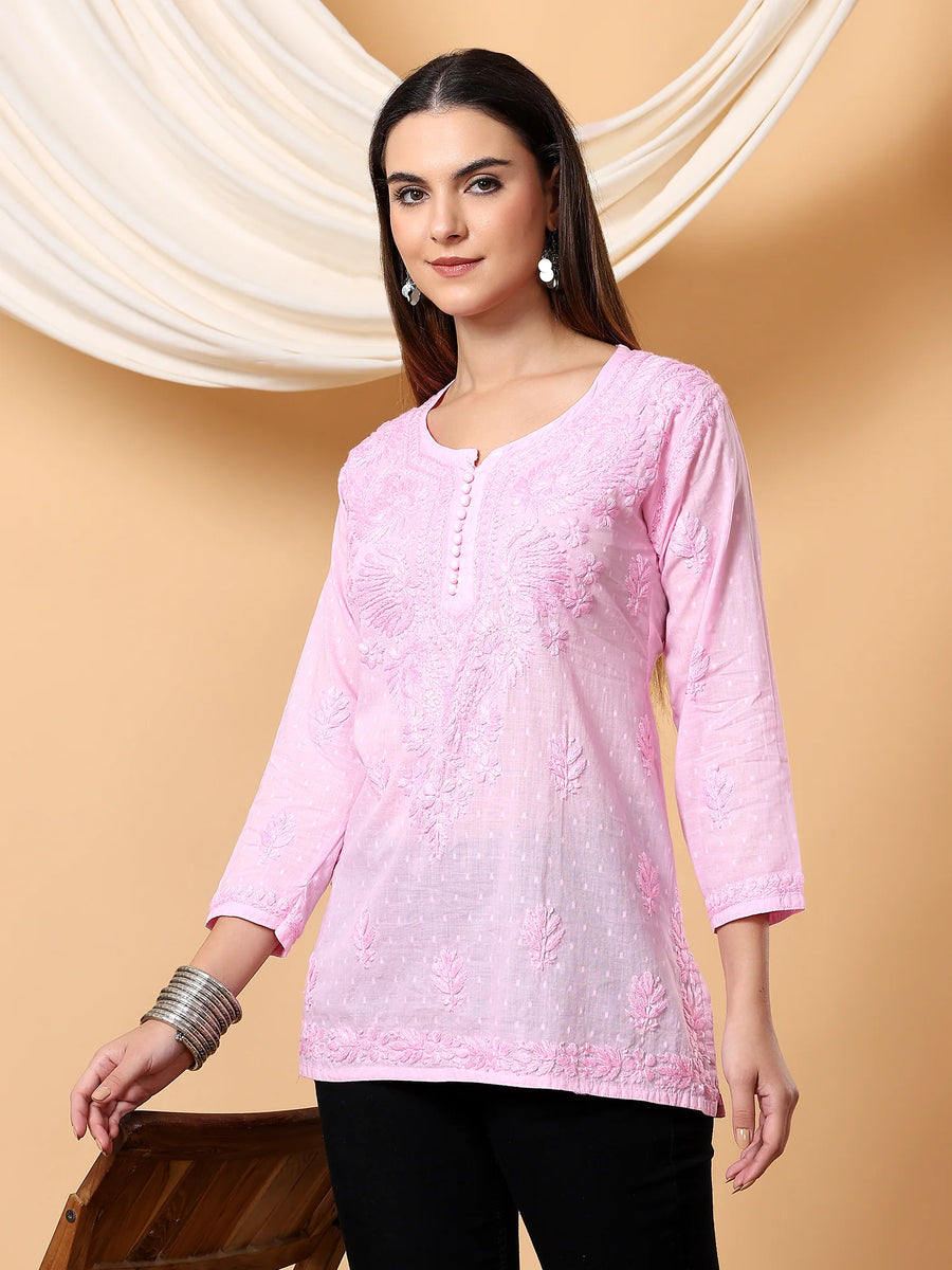 Adya Chikankari Dyed Short Kurti