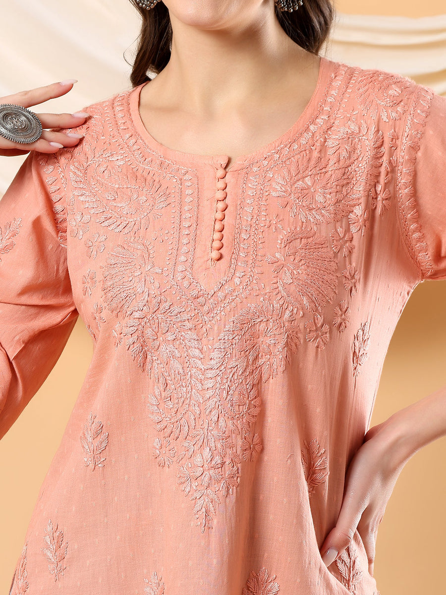 Adya Chikankari Dyed Short Kurti