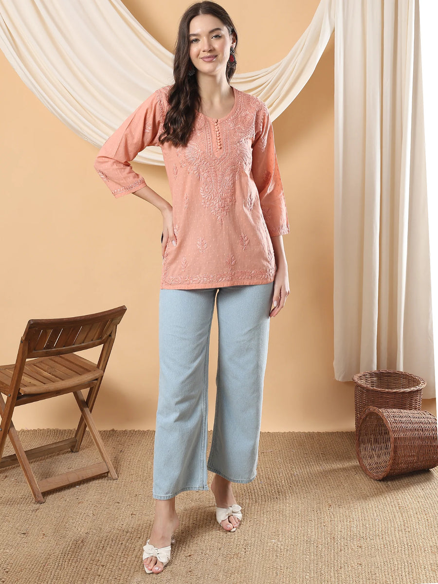 Adya Chikankari Dyed Short Kurti