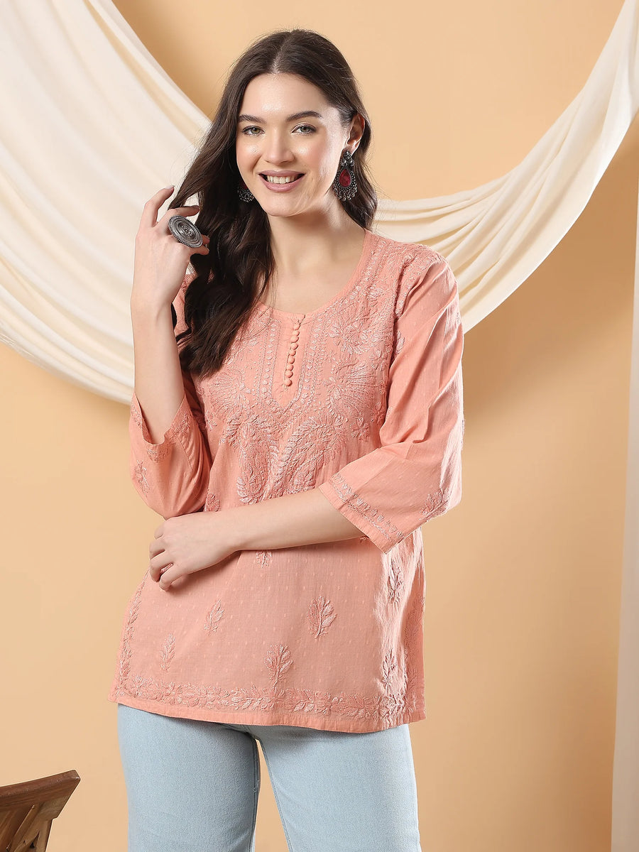 Adya Chikankari Dyed Short Kurti