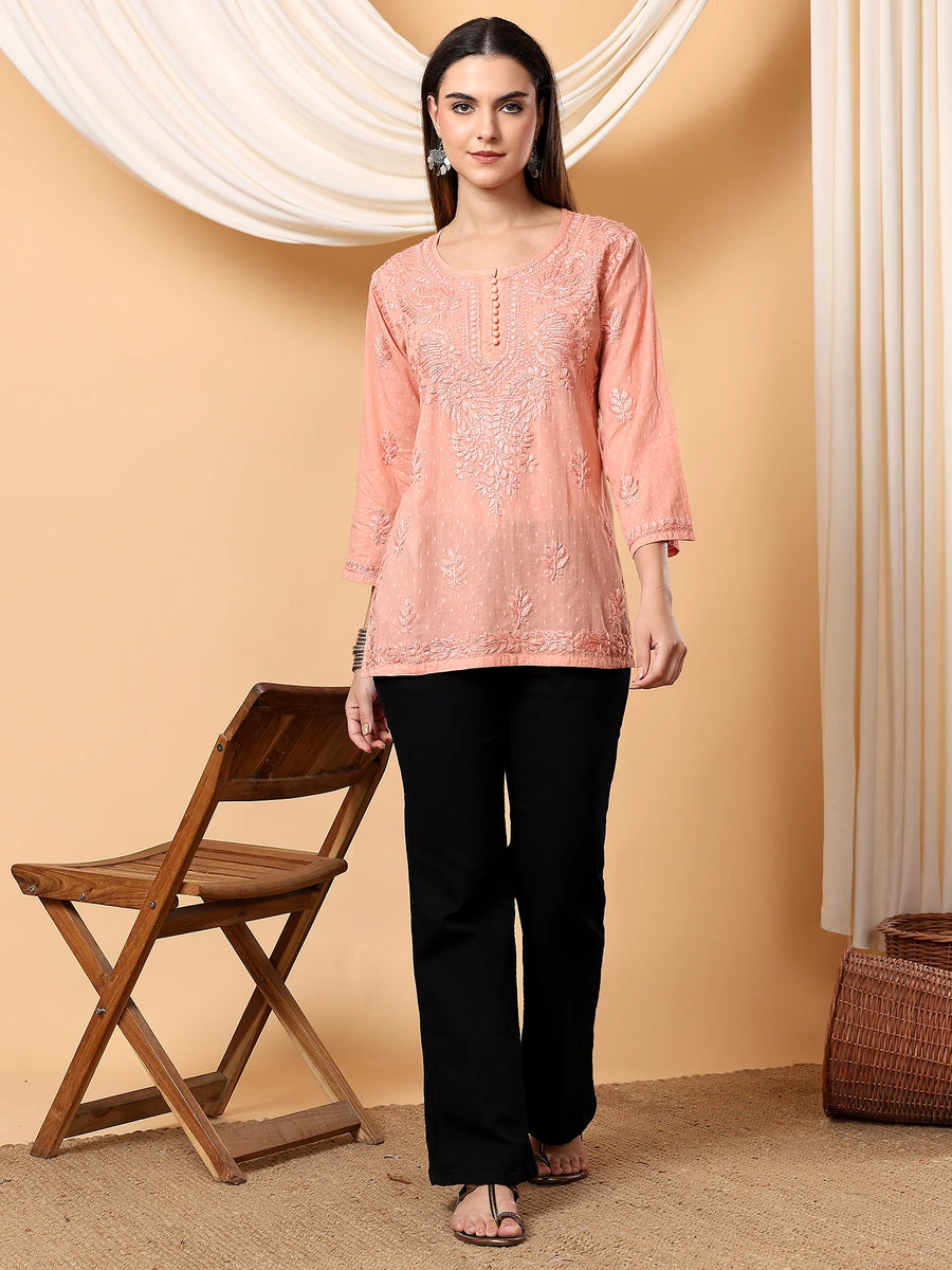 Adya Chikankari Dyed Short Kurti