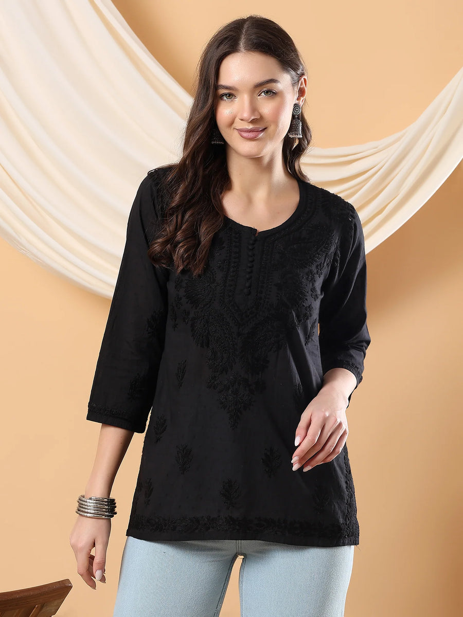 Adya Chikankari Dyed Short Kurti
