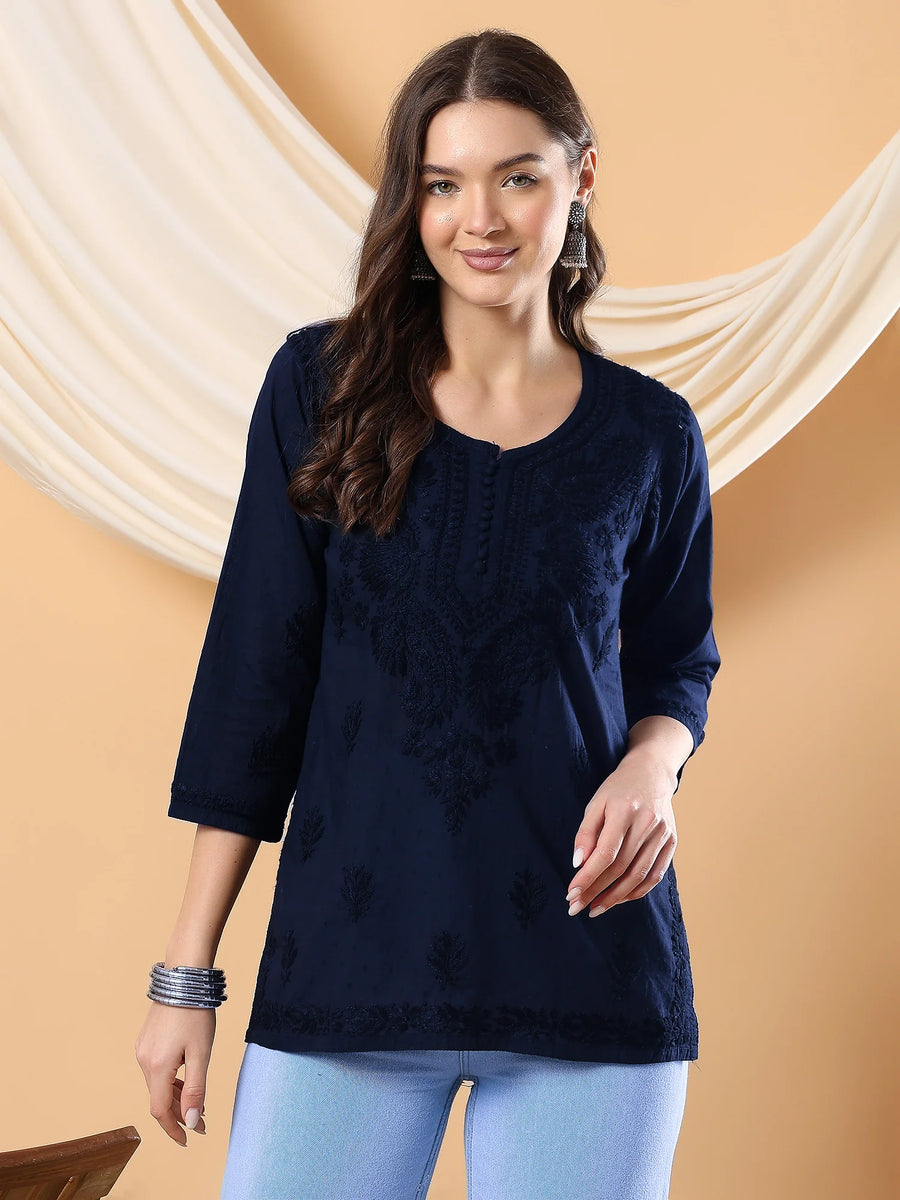Adya Chikankari Dyed Short Kurti