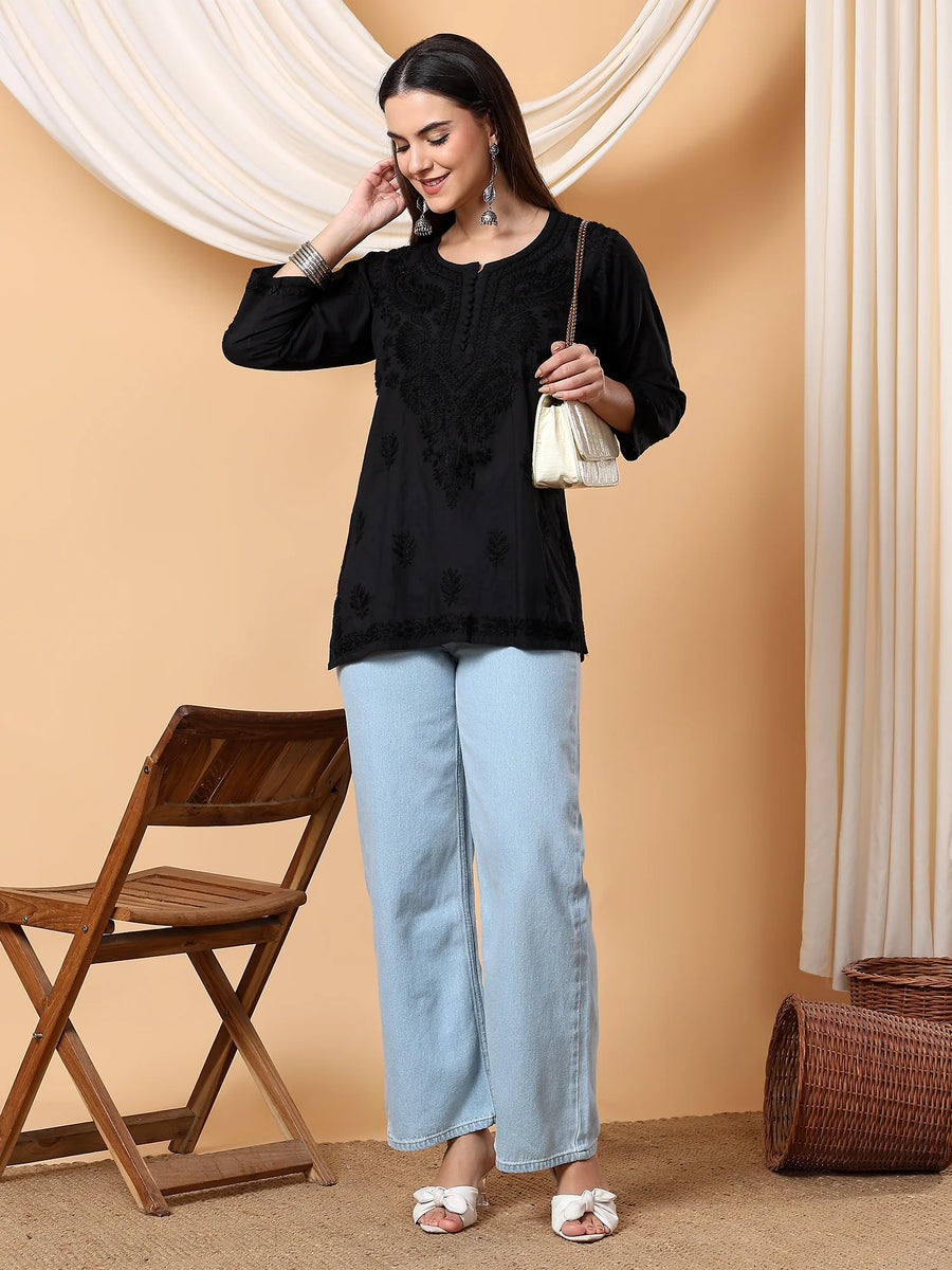 Adya Chikankari Dyed Short Kurti