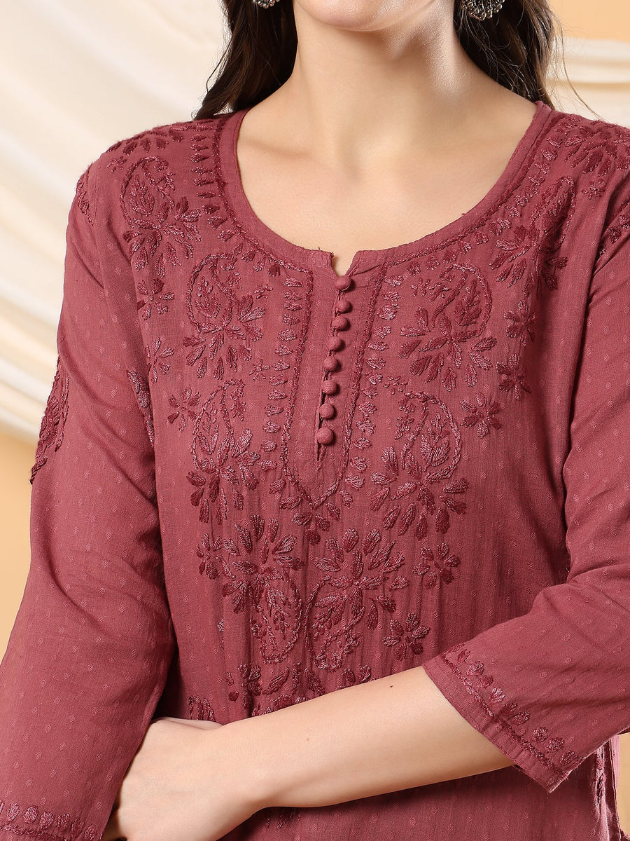 Adya Chikankari Dyed Short Kurti