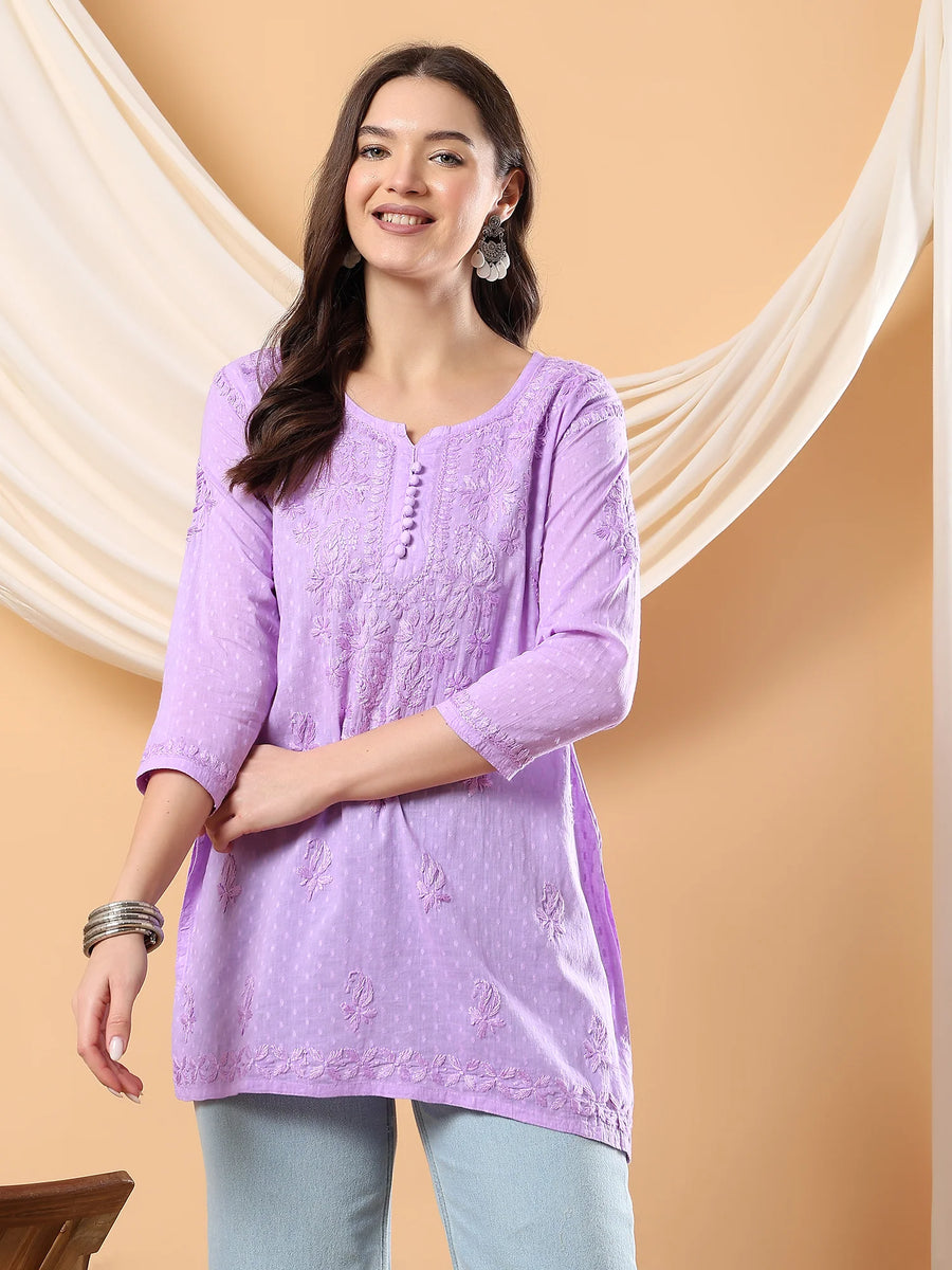 Adya Chikankari Dyed Short Kurti