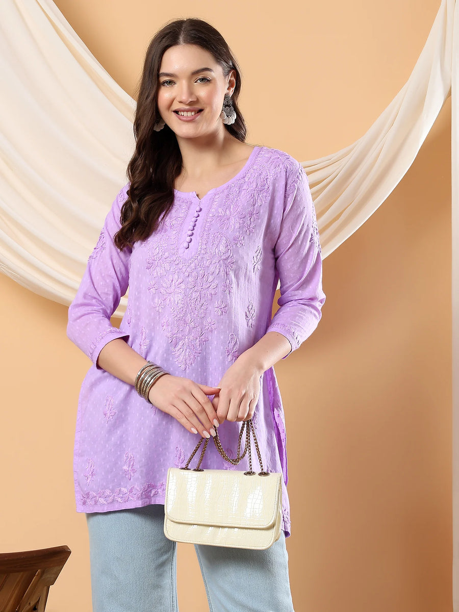 Adya Chikankari Dyed Short Kurti