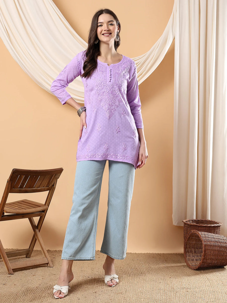 Adya Chikankari Dyed Short Kurti
