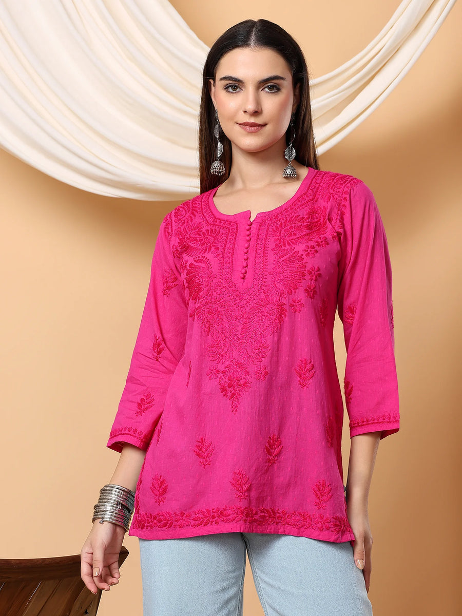 Adya Chikankari Dyed Short Kurti