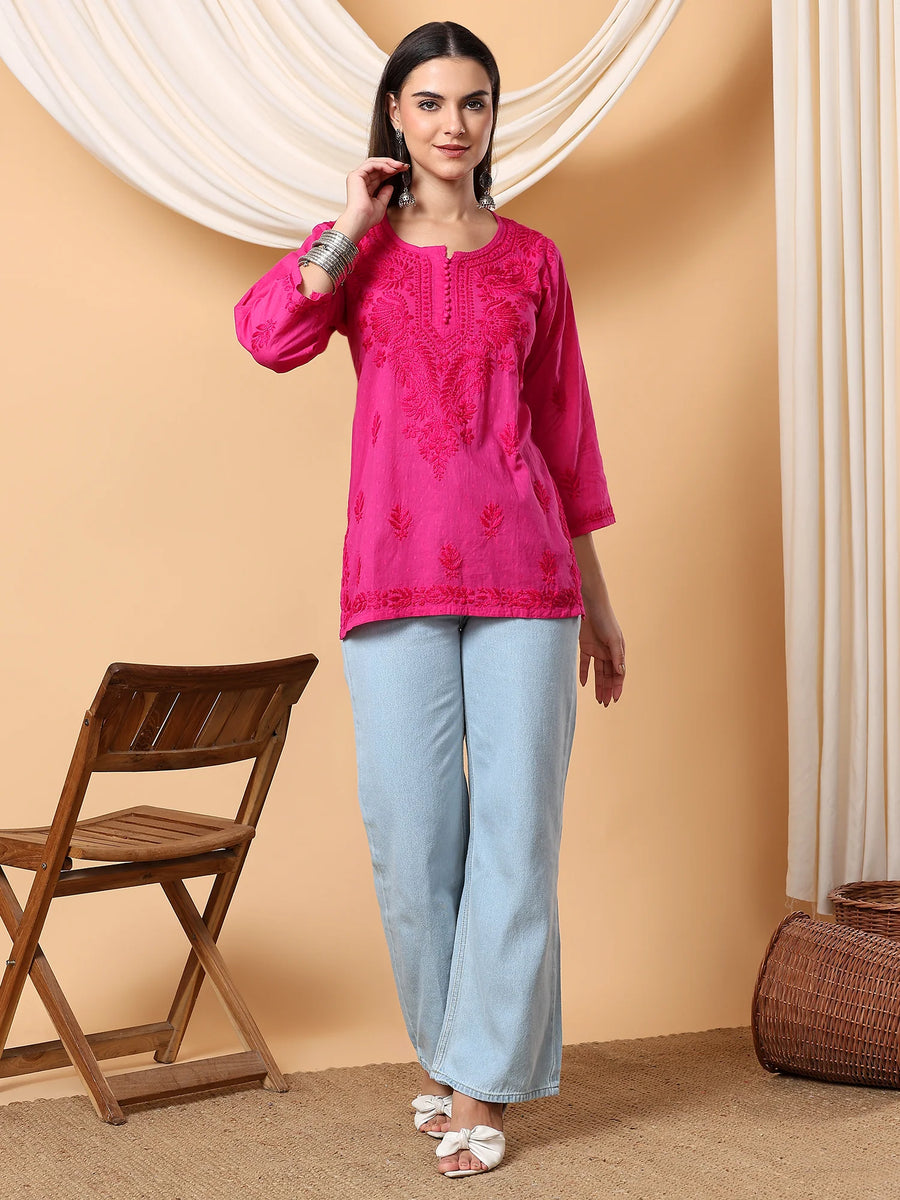 Adya Chikankari Dyed Short Kurti