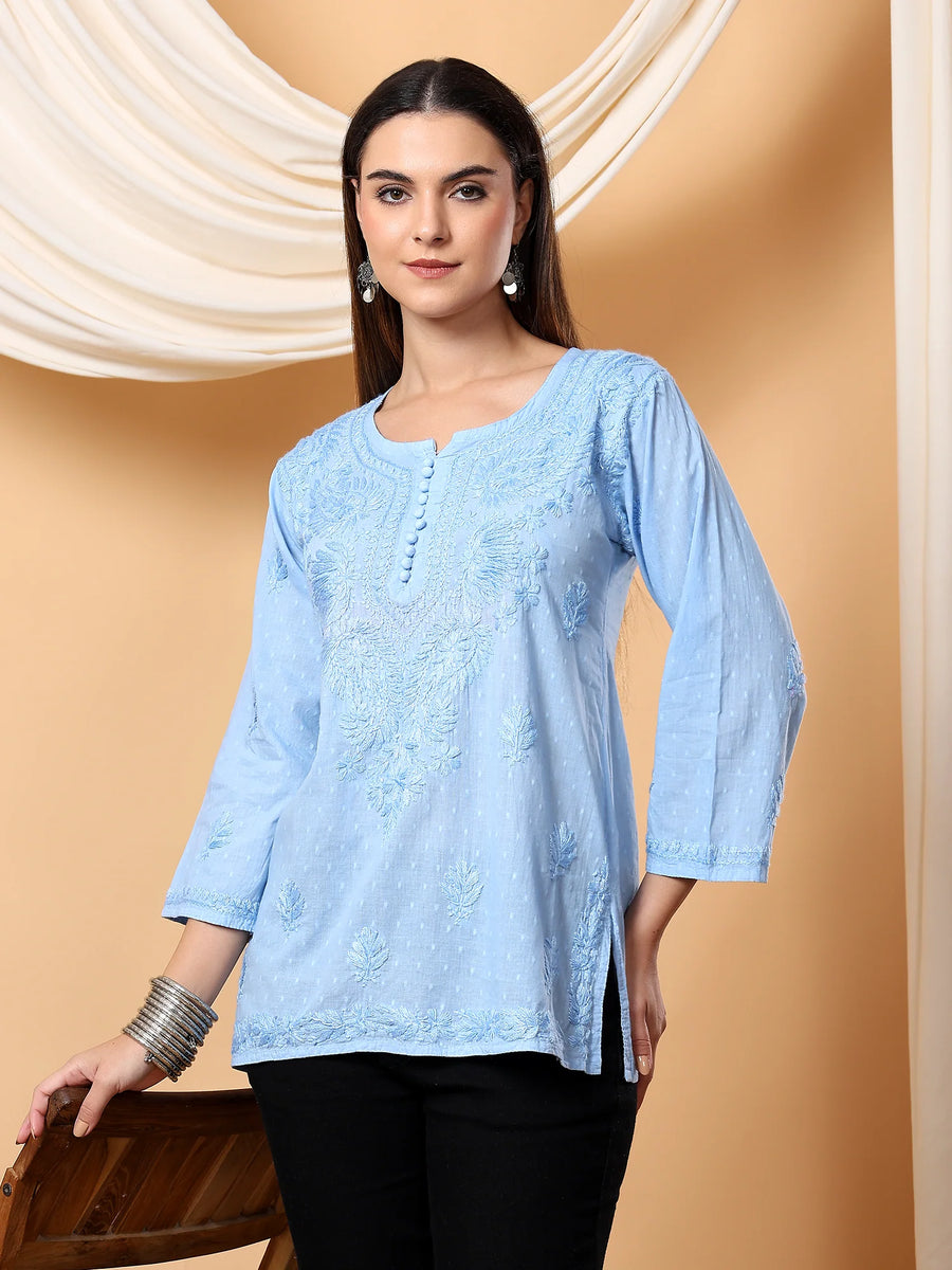 Adya Chikankari Dyed Short Kurti