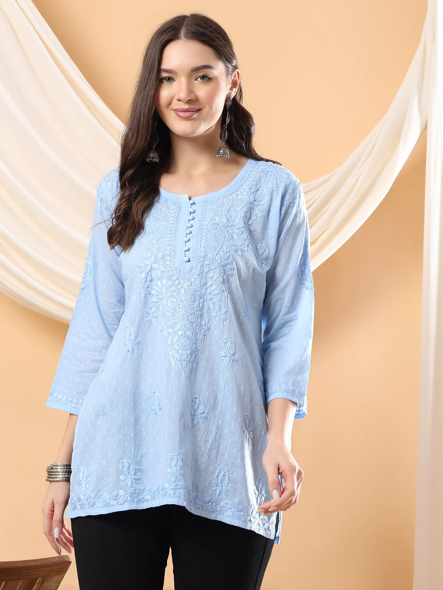 Adya Chikankari Dyed Short Kurti