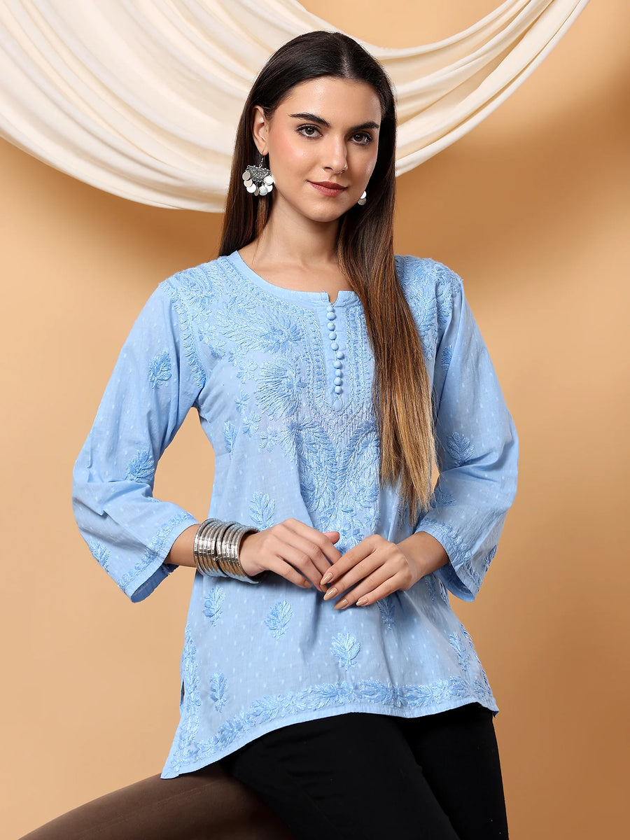 Adya Chikankari Dyed Short Kurti