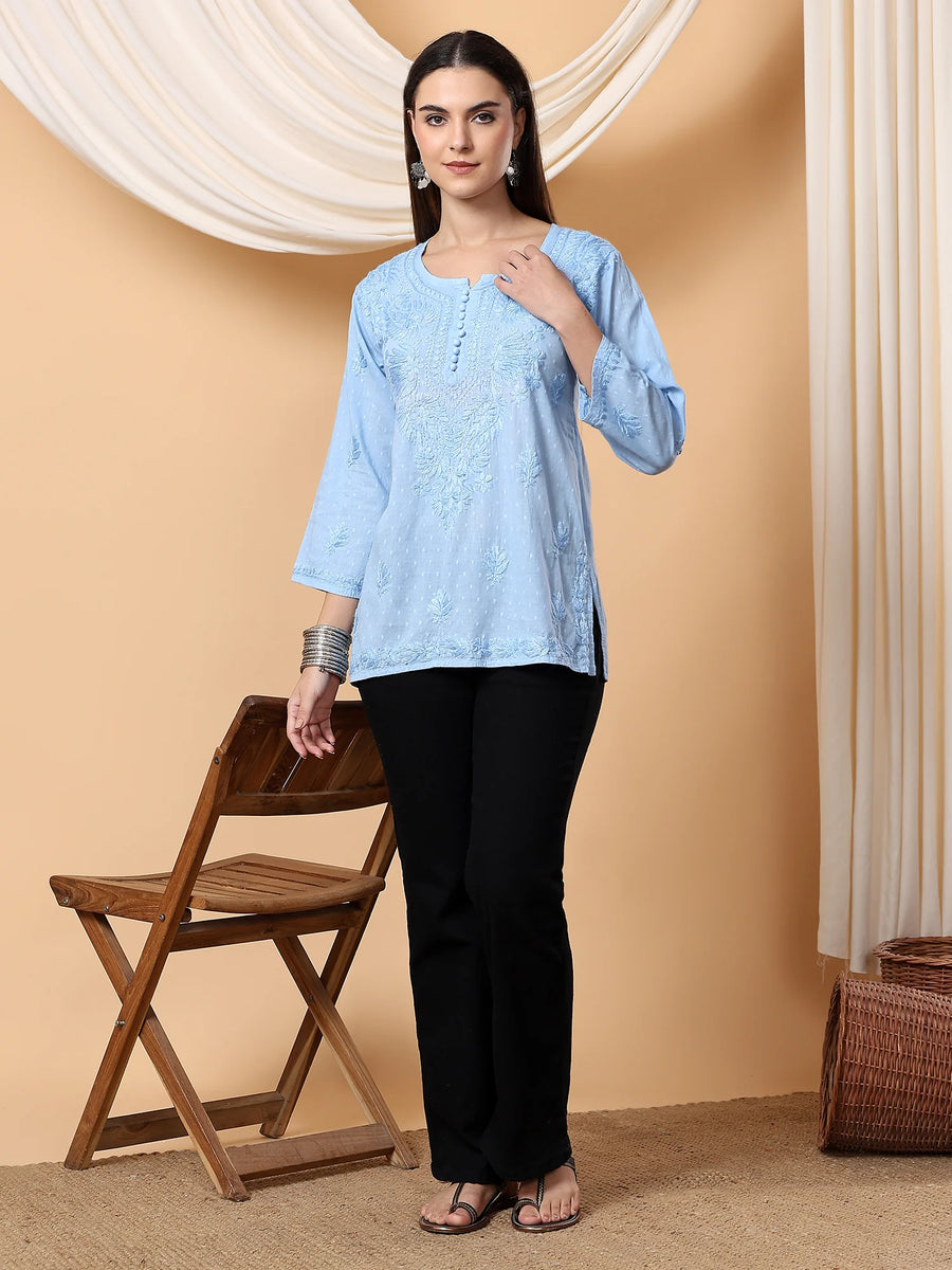Adya Chikankari Dyed Short Kurti