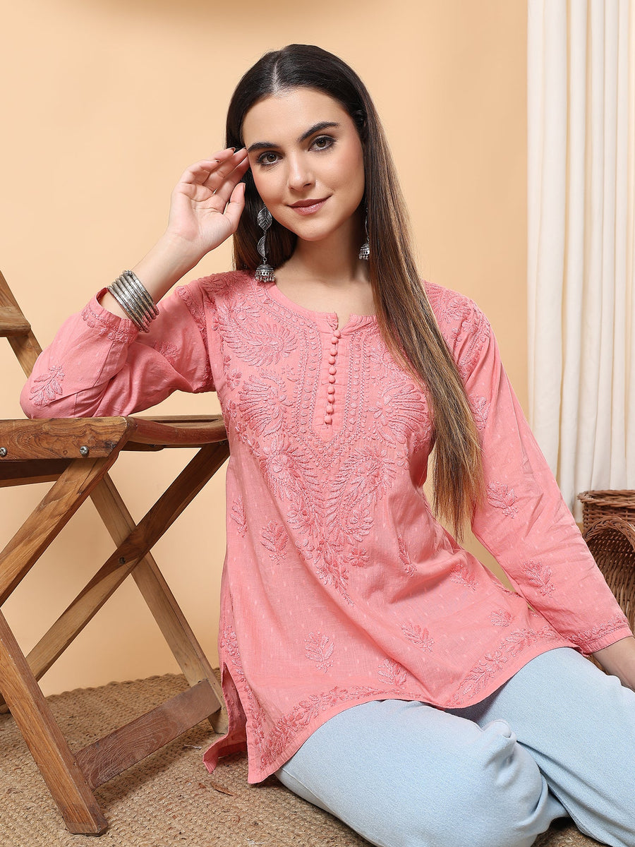 Adya Chikankari Dyed Short Kurti