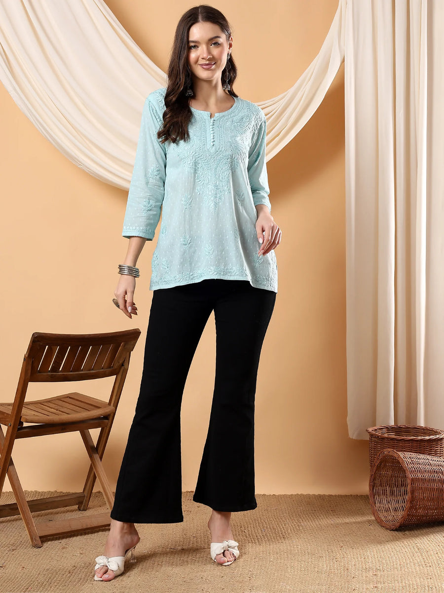 Adya Chikankari Dyed Short Kurti