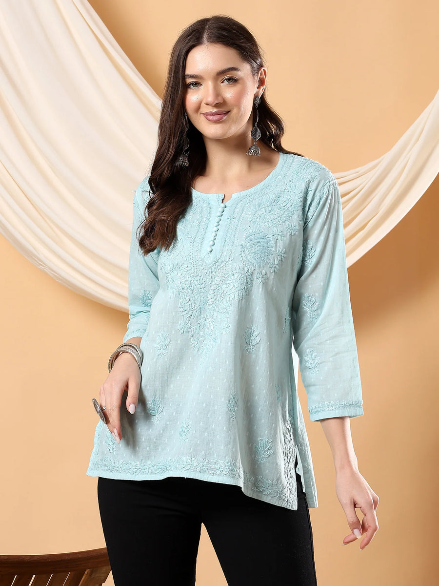 Adya Chikankari Dyed Short Kurti