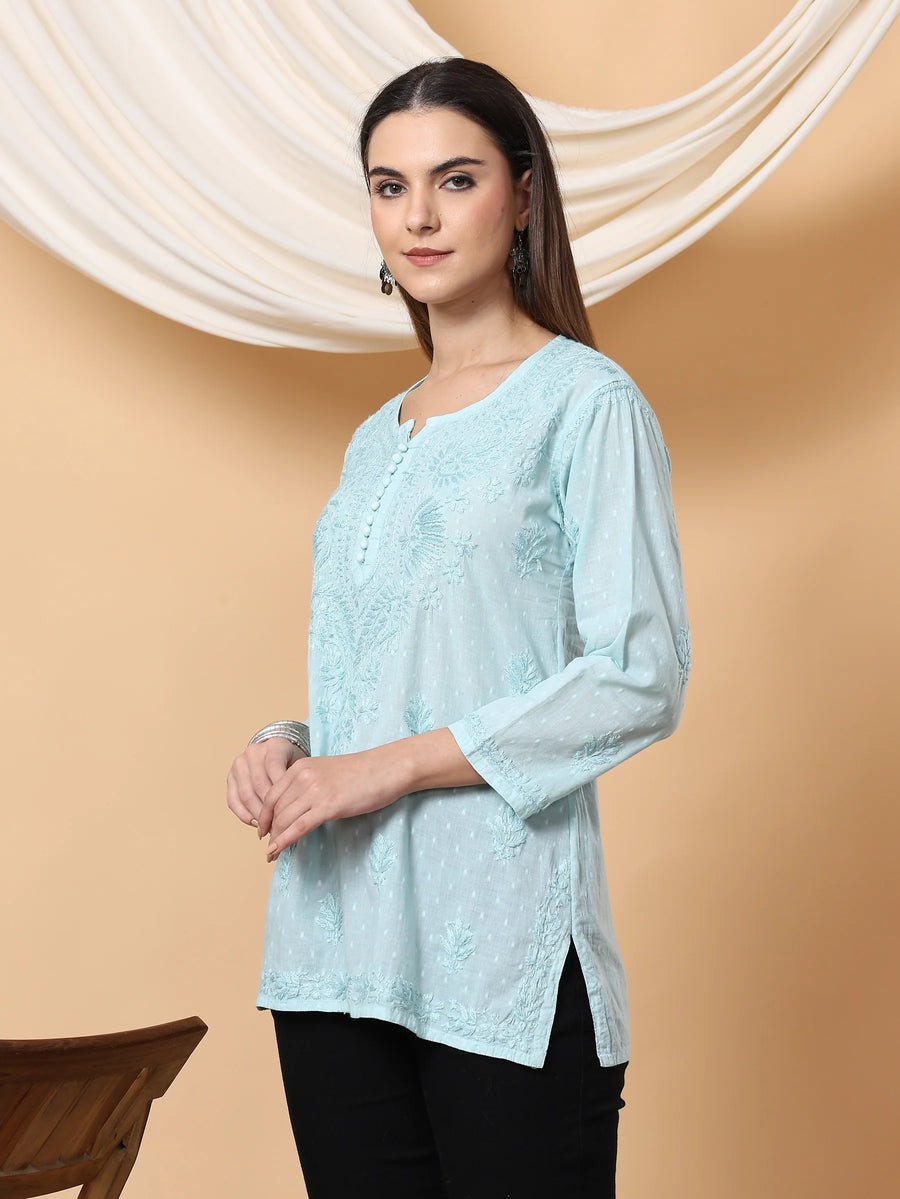 Adya Chikankari Dyed Short Kurti
