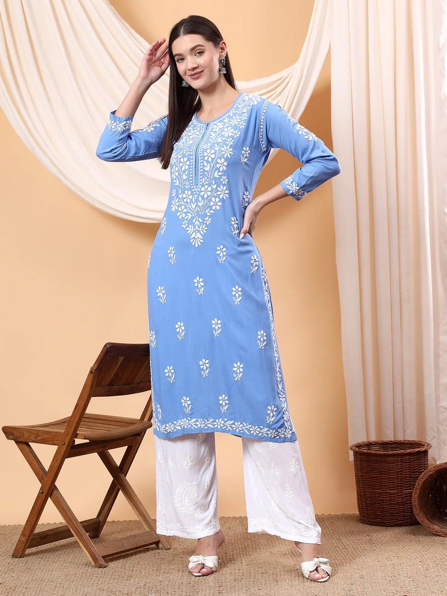 ANAM CHIKANKARI STRAIGHT KURTA