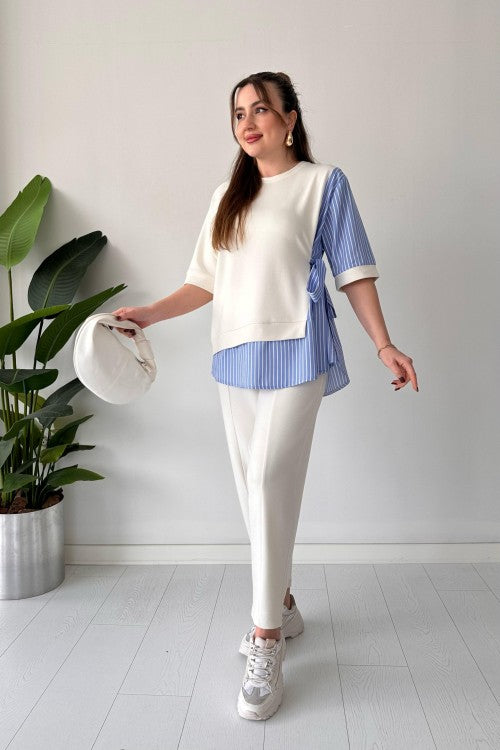 Short Sleeve Garnished Suit