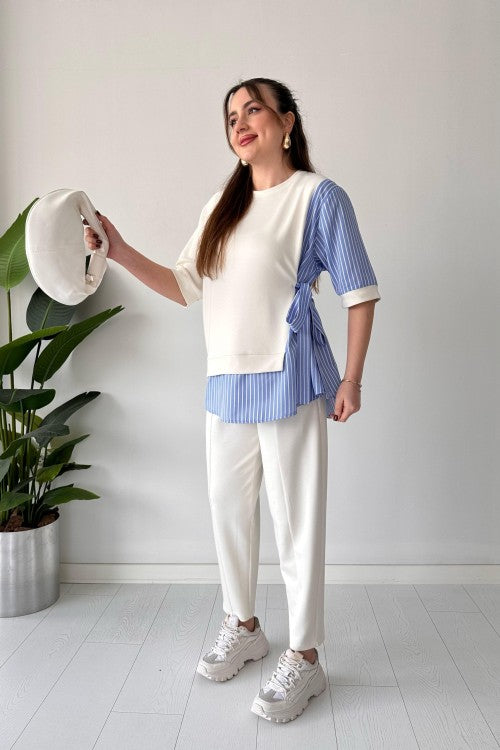 Short Sleeve Garnished Suit