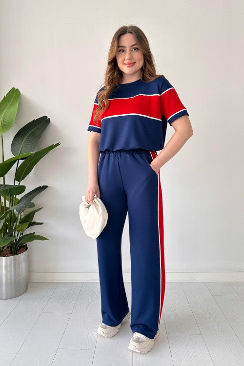 Sporty Chic Striped Co-Ord Set