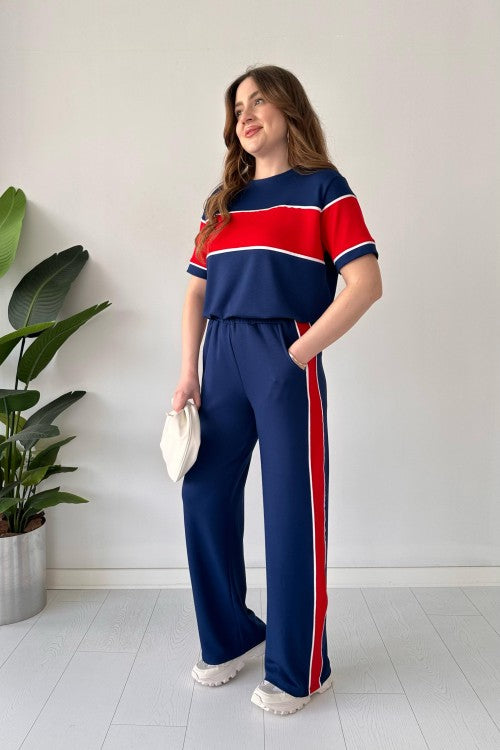 Sporty Chic Striped Co-Ord Set